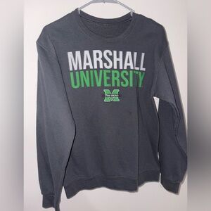 Marshall University Gray Crewneck Sweatshirt with Green Logo